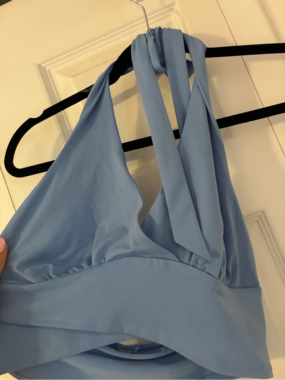 Garage Cropped Halter Top in Blue Flirt